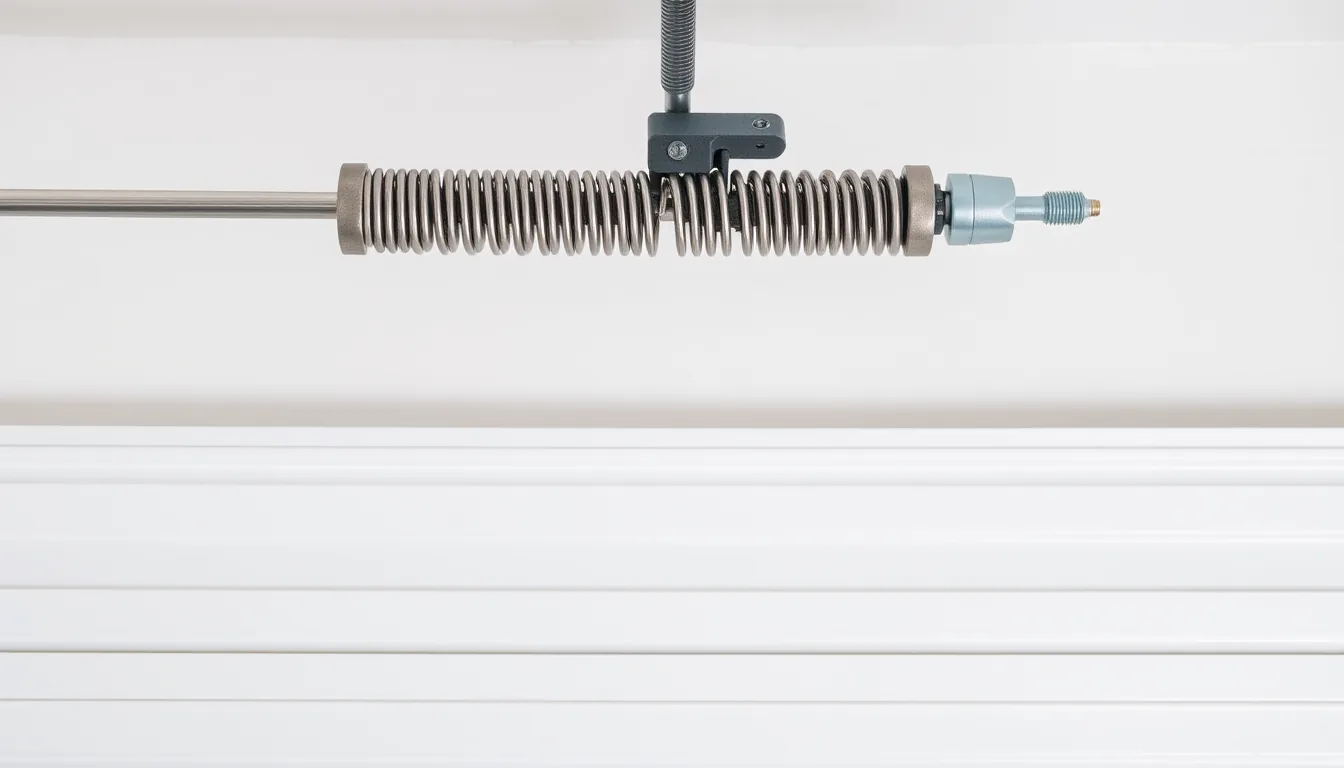 Snapped garage door torsion spring with a visible gap in the coil